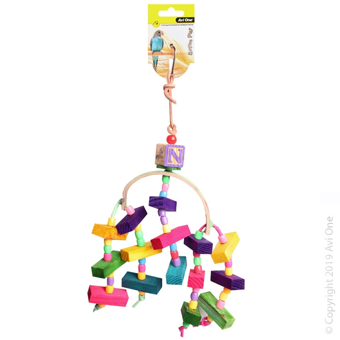 Avi One Bird Toy - Arc With Wooden Blocks And Beads