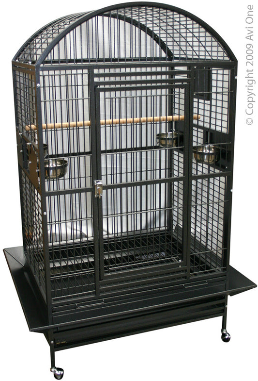 Avi One Parrot Cage - 362 Arch Top H/ Duty Silver/black 25mm 112x91.5x166cm