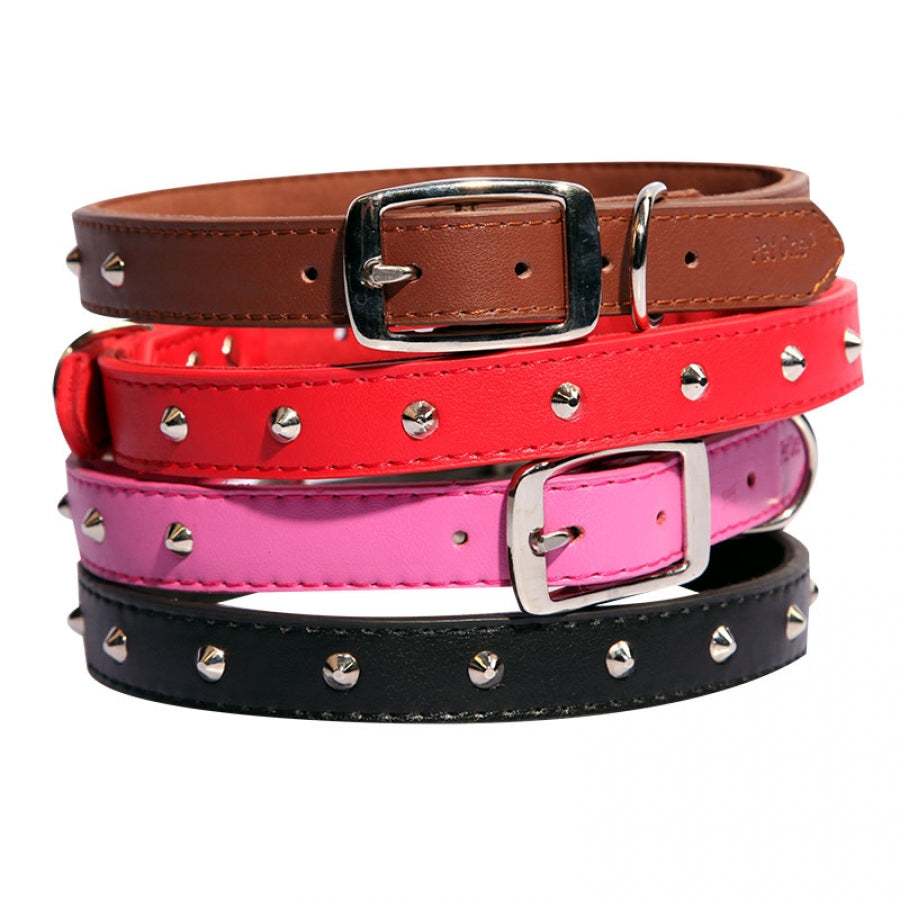 Pet One Collar - Leather Single Row Studded 65cm