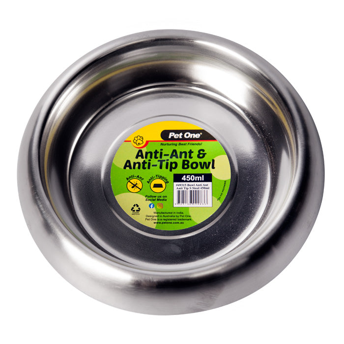 Pet One Bowl - Anti Ant Anti Tip S/steel