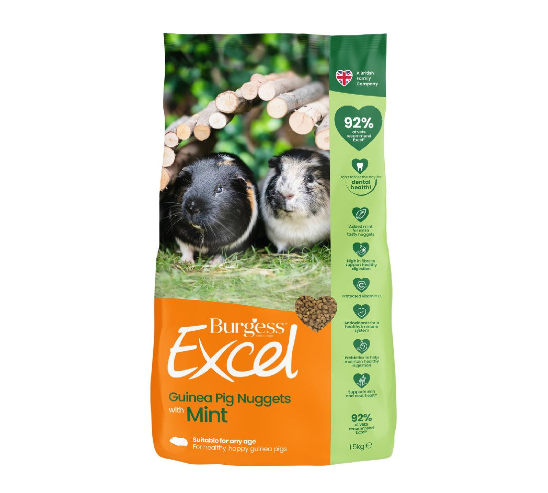 Burgess Excel Adult Guinea Pig Nuggets With Mint 1.5kg [size:1.5kg]