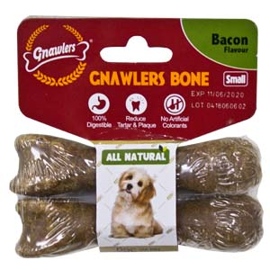 Gnawler 7.6cm Bone Small Twin Pack Bacon [size:s  Flavour:bacon]