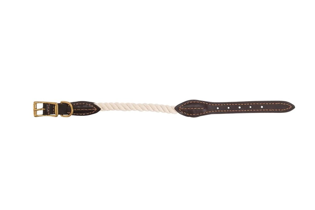 Mog & Bone Rope Collar Genuine Leather & Brass Natural S Brass Natural [size:s  Colour:natural]