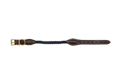 Mog & Bone Rope Collar Genuine Leather & Brass Natural S Brass Navy [size:s  Colour:navy]