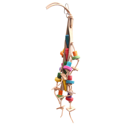 Avi One Parrot Toy - Wooden Beads with Leather