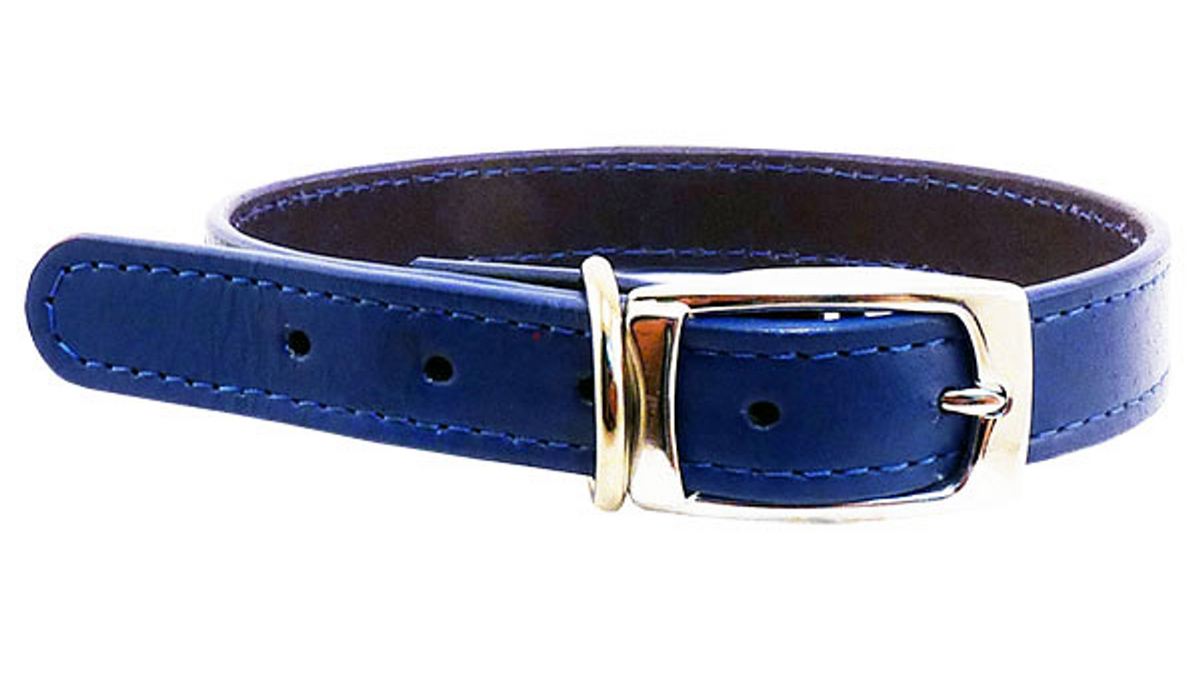 Leather Stitched Collar 23mm 50cm [colour:blue Size:23mm Length:50cm]