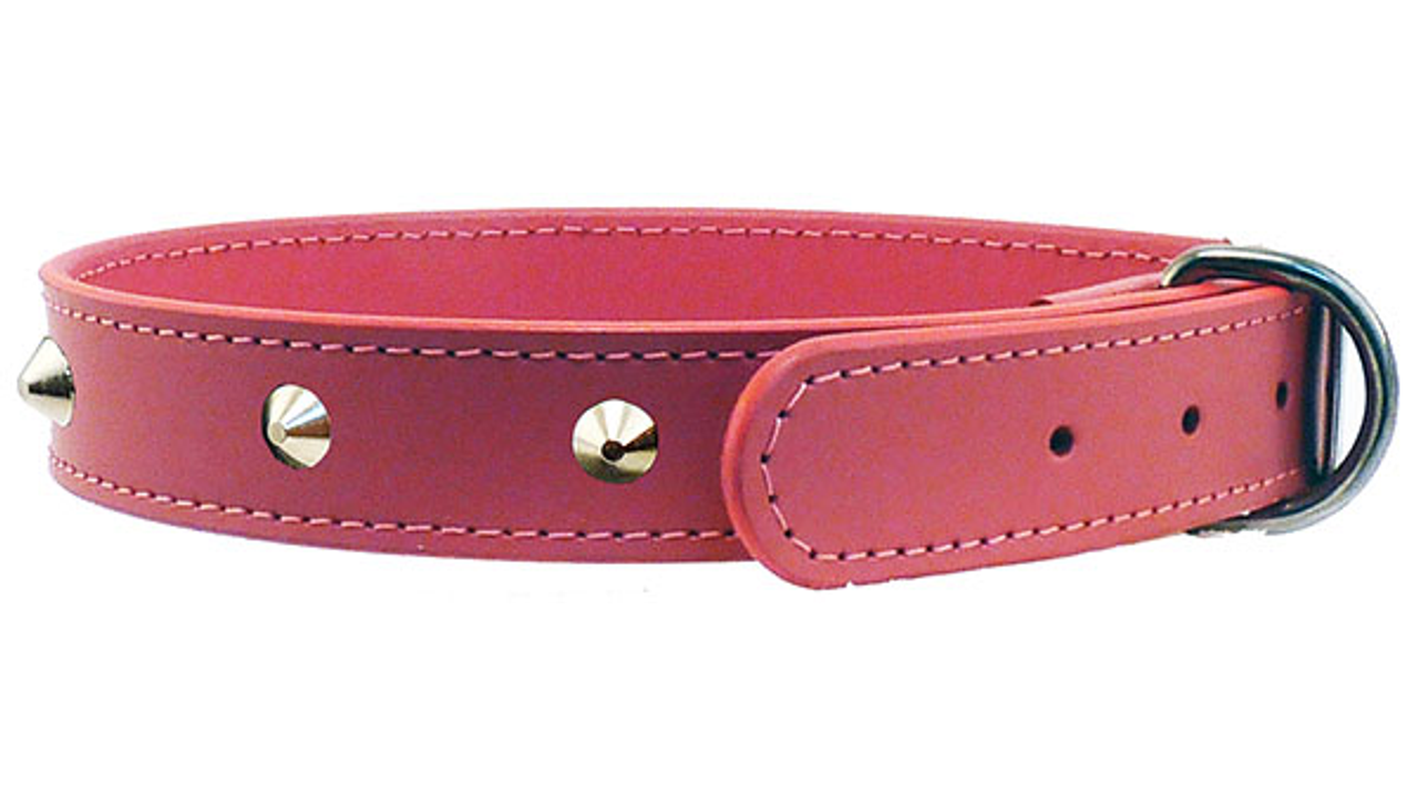Stitched Studded Collar 18mm Pink [colour:pink Size:18mm Length:40cm]