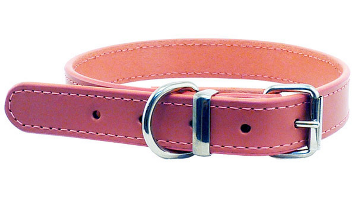 Leather Stitched Collar 23mm 50cm [colour:pink Size:23mm Length:50cm]