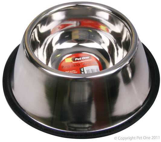 Pet One Bowl - 900ml C/spaniel Anti Skid Anti Tip S/steel