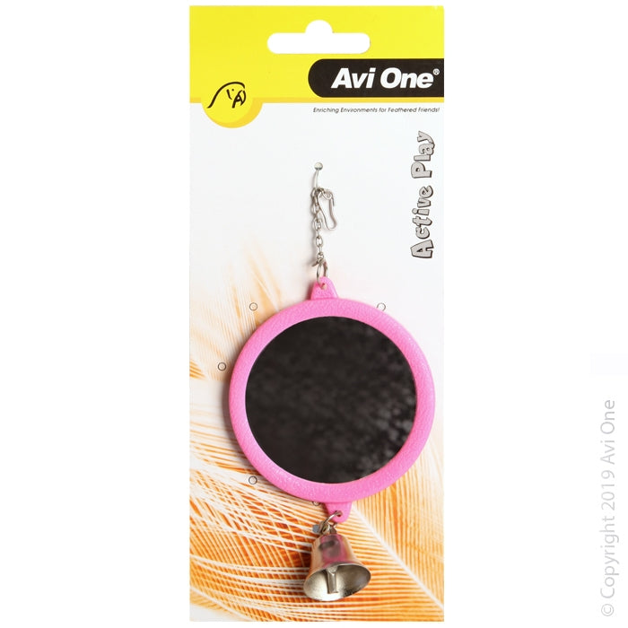 Avi One Bird Toy - Round Mirror With Bell