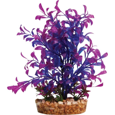Aqua One Plastic Plant - Purple Hygrophila With Gravel Base
