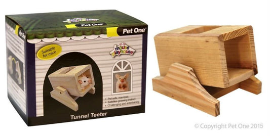 Pet One Mouse Playhouse Tunnel Teeter Wood