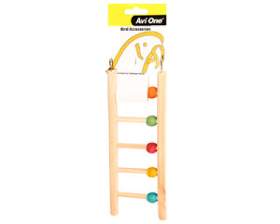 Avi One - Bird Toy Wooden Ladder 7 Rung W/beads