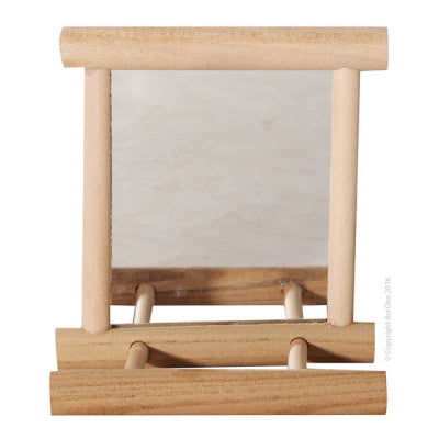 Avi One Parrot Toy - Wood Framed Mirror With Seat