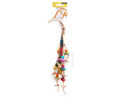 Avi One Parrot Toy - Leather Rope With Coloured Wood Beads