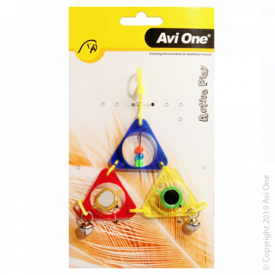 Avi One Bird Toy - Triangle Pyramid With Mirror Beads And Bell
