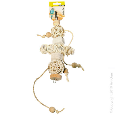 Avi One Parrot Toy - Rattan Balls Wooden Beads And Pumice