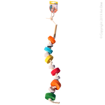 Avi One Bird Toy - Lanyard Wooden Blocks With Pumice