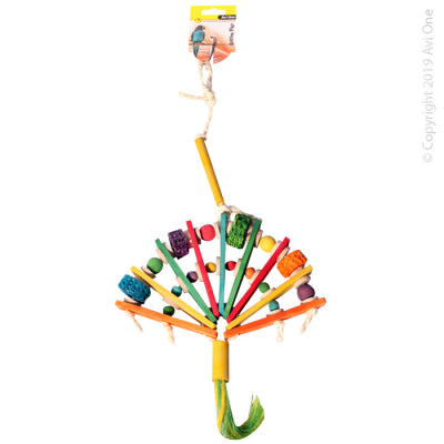 Avi One Parrot Toy - Wooden Fan With Beads