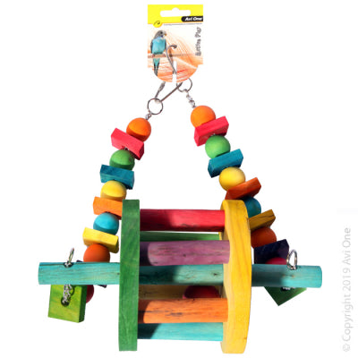 Avi One Parrot Toy- Wooden Swing With Wheel Large