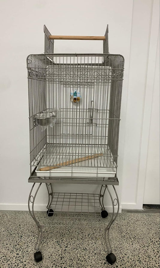 Silver Parrot Cage & Stand