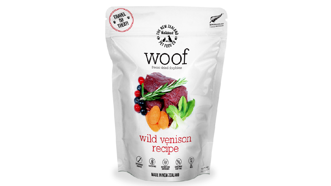 Woof Freeze Dried Dog Bites Wild Venison Recipe 50g