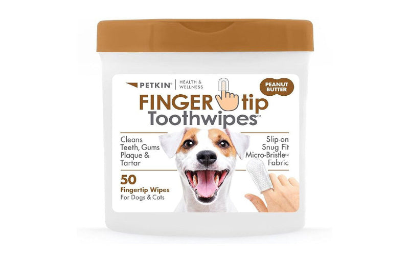 Petkin Fingertip Tooth Wipes Peanut Butter 50pk