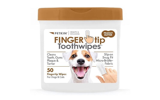 Petkin Fingertip Tooth Wipes Peanut Butter 50pk